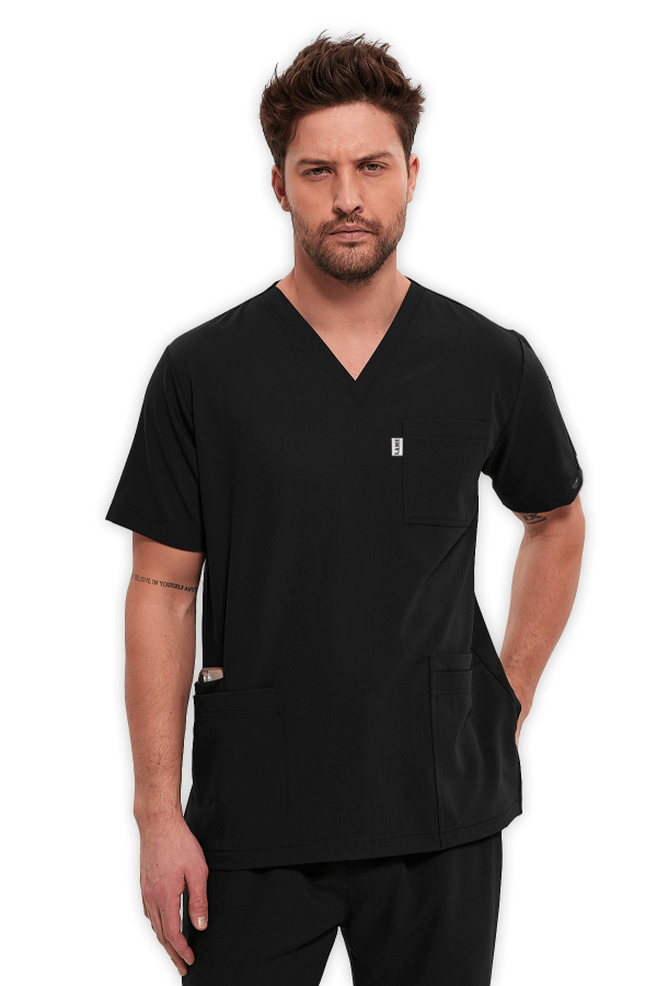 Erkek Scrubs Üst 5–Cepli – Siyah