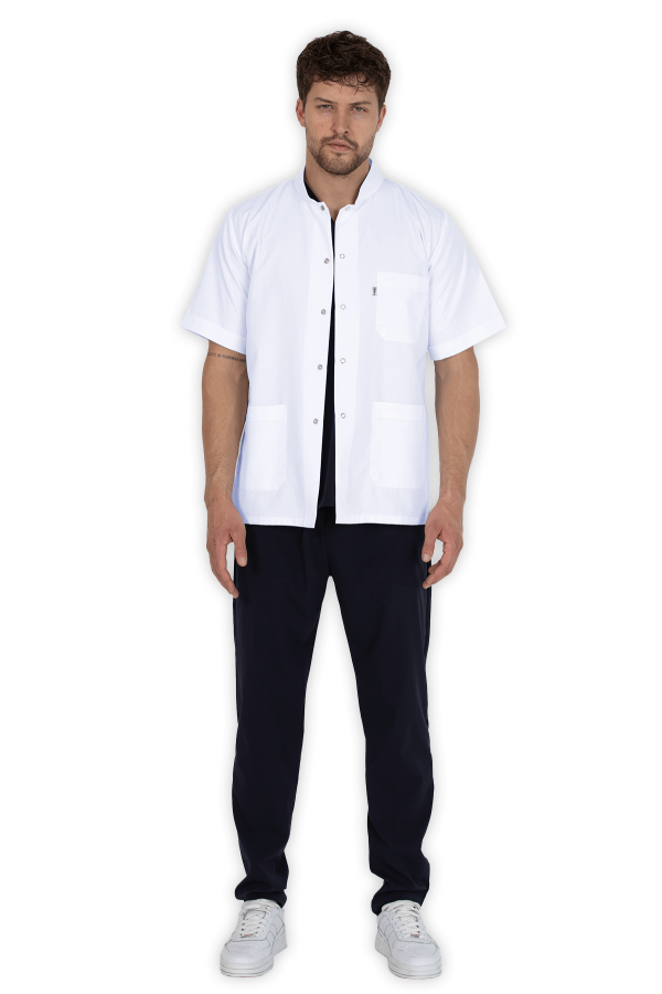 Erkek Doktor Önlüğü Hakim Yaka Ceket Boy – Beyaz