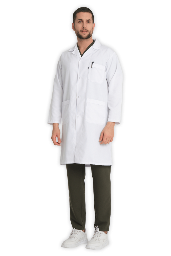 Erkek Doktor Önlüğü Klasik Yaka – Beyaz