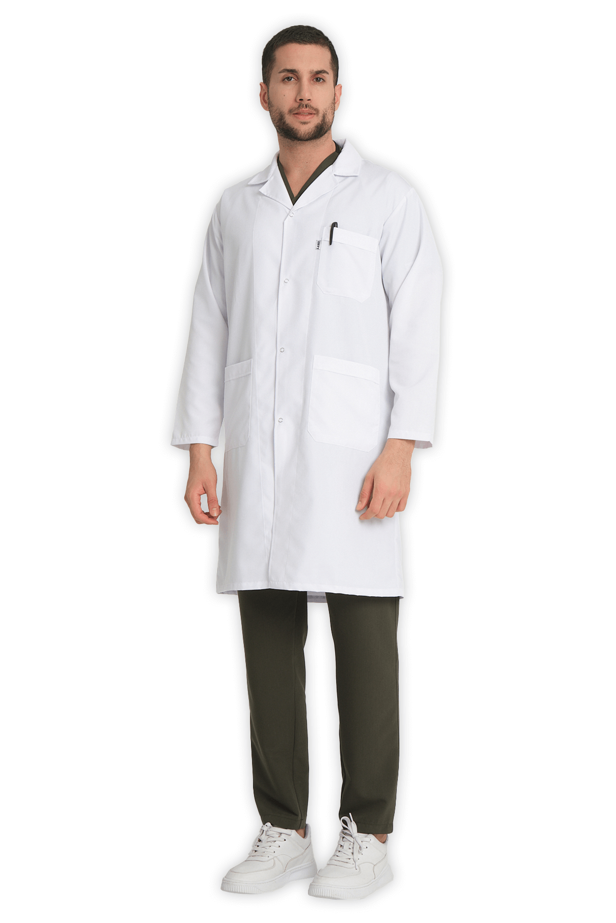 Erkek Doktor Önlüğü Klasik Yaka – Beyaz