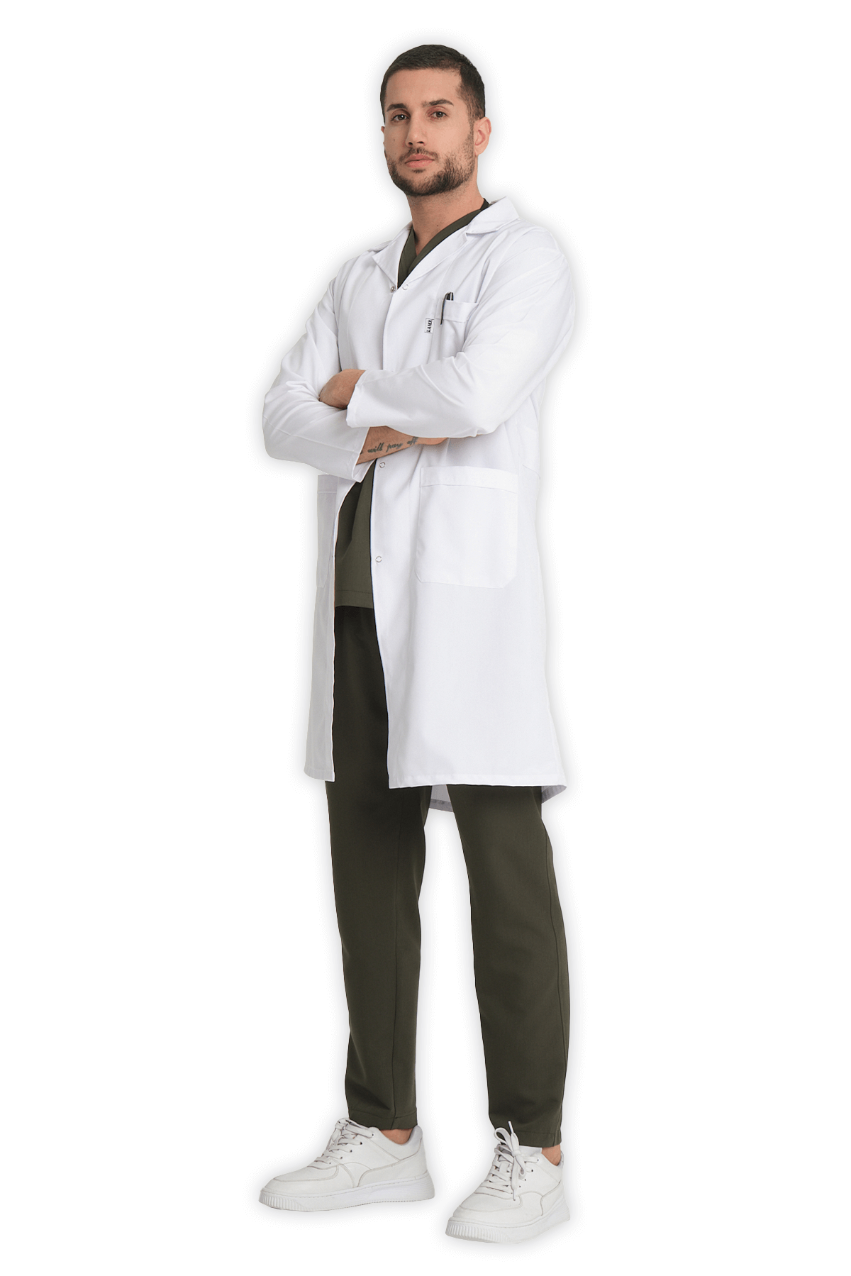 Erkek Doktor Önlüğü Klasik Yaka – Beyaz - Görsel 2