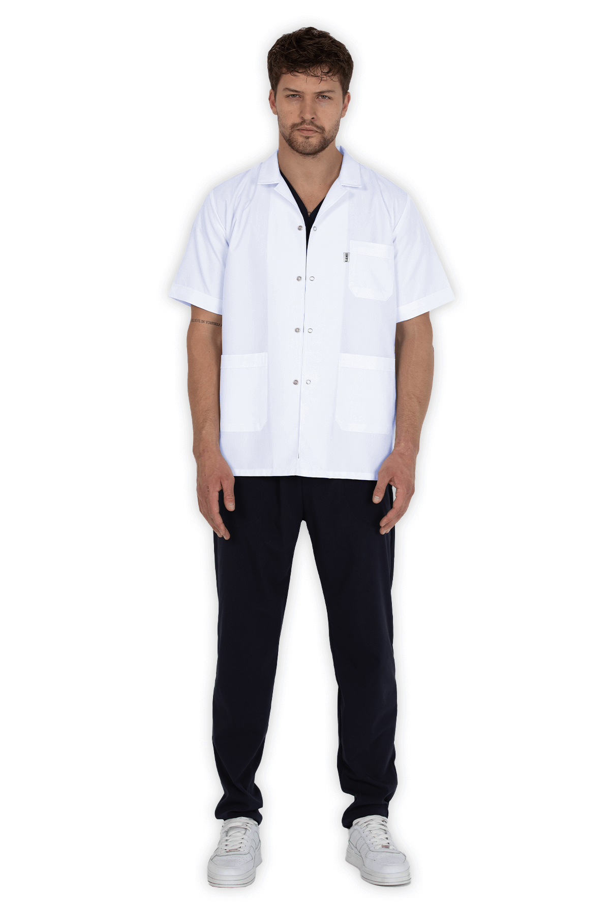 Erkek Doktor Önlüğü Klasik Yaka Ceket Boy – Beyaz