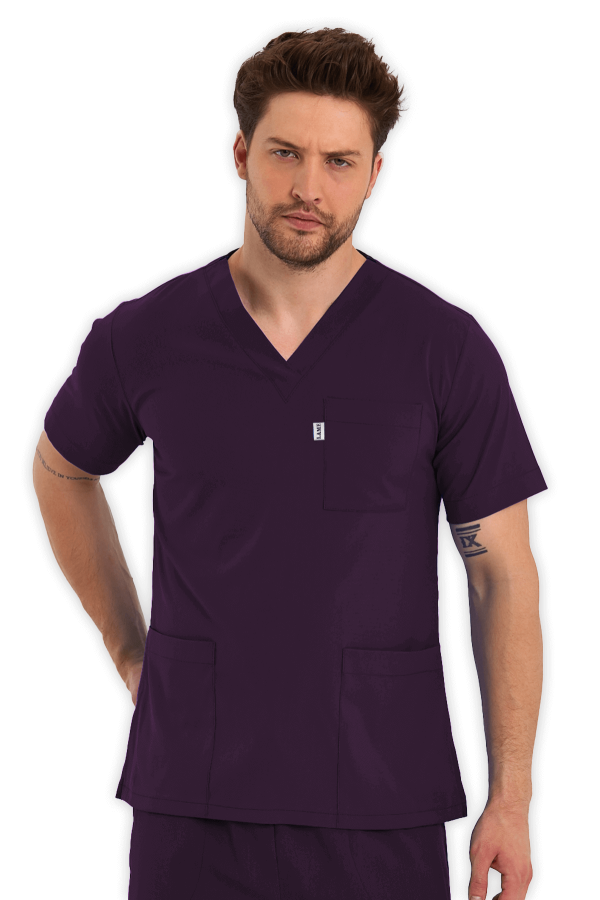 Erkek Scrubs Üst – Mürdüm