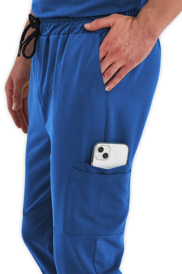 Erkek Scrubs Pantolon Kargo Cepli – Petrol Mavisi