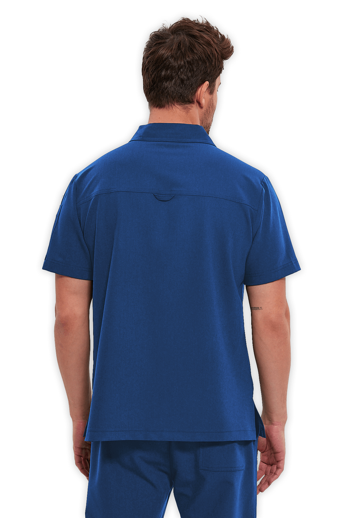 Erkek Scrubs Üst Polo Yaka Fermuarlı – Petrol Mavisi - Görsel 4