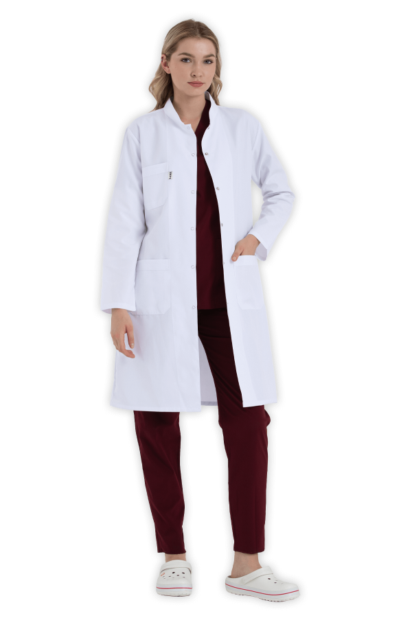 Kadın Doktor Önlüğü Hakim Yaka – Beyaz