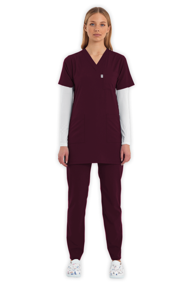 Tunik Scrubs Takım – Bordo