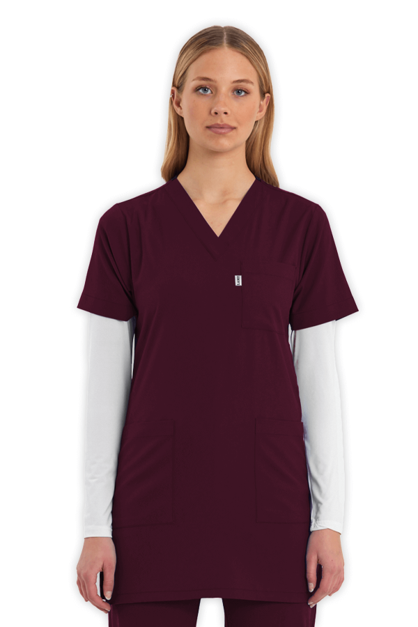 Tunik Scrubs Üst – Bordo